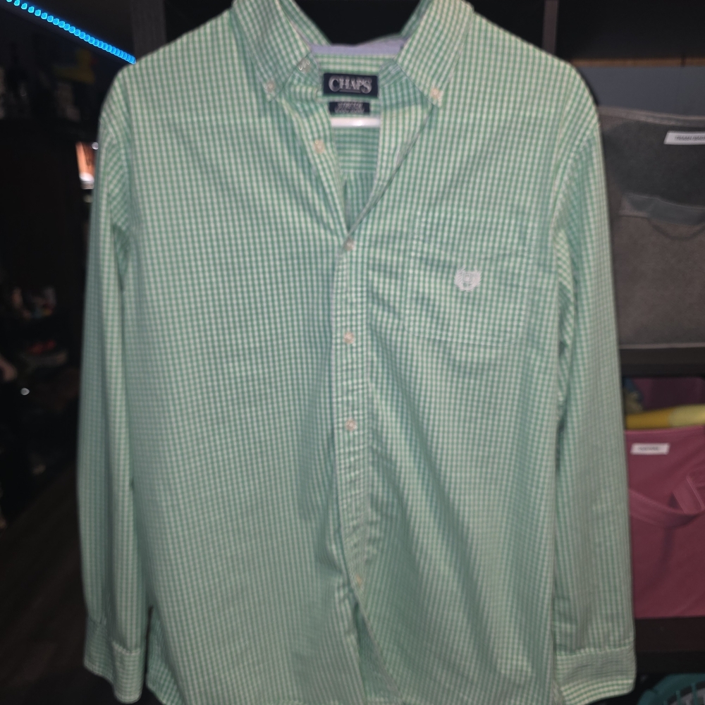 Chaps Men's Green Gingham Shirt